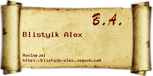 Blistyik Alex névjegykártya